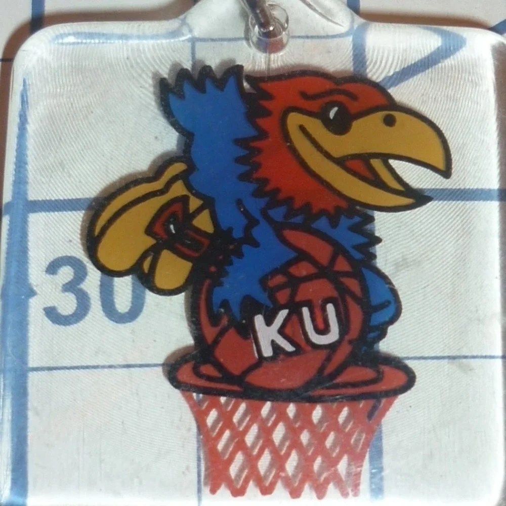 Vintage University of Kansas Jayhawks Acrylic Keychain KU Basketball Mascot